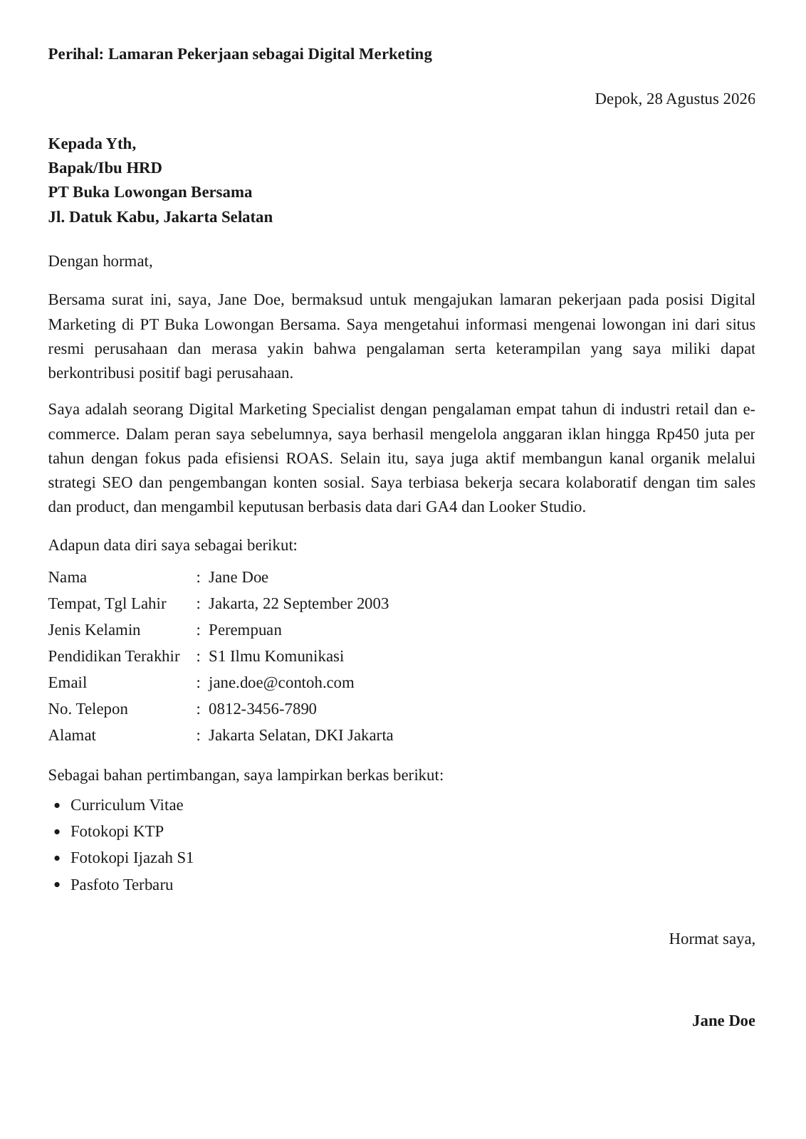 Surat Lamaran